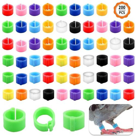 Huayue 200pcs Anneaux pour Pied d'Oiseau, Anneaux en Plastique Pigeon Bagues Anneaux De Pied pour Oiseaux 8 mm pour Identificati