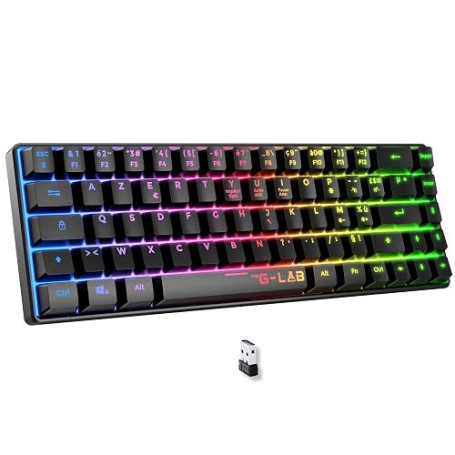 The G-Lab Keyz Hydrogen WL - Clavier Gamer sans Fil 60% RGB Noir AZERTY FR | Sans Fil Triple Mode 2.4GHz/Bluetooth/Filaire, Form