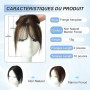WORLDSTAR Postiche Cheveux Naturel,Frange Française à Clips,15g,10Pouces | Base 2.8×4.5 Pouces,Frange Naturelle Marron Foncé Ave