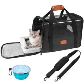 Sac Transport Chat, Pliable Sac de Transport pour Chat mit Laisse Intérieure et Bol et Matelas Doux, pour Chats et Chiots Jusqu’