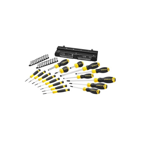 STANLEY Stht0-62143 Coffret De Vissage 57 Pièces - Tournevis Standard / Phillips Et Porte Embouts -Embouts De 25Mm - Tournevis D