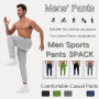 Bsrpolry Lot de 3 pantalons de survêtement athlétiques pour homme avec poches zippées, pantalon de jogging pour homme