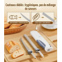 PAHTTO Couteau Électrique Sans Fil, 2000mAh, Type-C, Double Lame | 21.000 tr/min, 2 lames inox, sécurité, ergonomique, pour vian