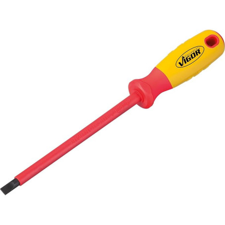 Vigor VDE Tournevis à fente V2061 ∙ fente Profil ∙ Largeur Clé: 1,2 x 6,5 ∙ Longueur totale: 256 mm, 1 pièce