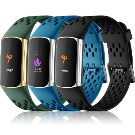 Epova 3 Pack Bracelets Compatibles avec Bracelet Fitbit Charge 5/ Fitbit Charge 6, Bracelets de Sport Souples Remplacement Ajust