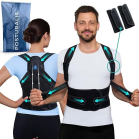 POSTURALIS Correcteur de Posture - Ceinture Dorsale/Lombaire et Redresseur de Dos pour Soulager les Douleurs au Dos et aux Épaul