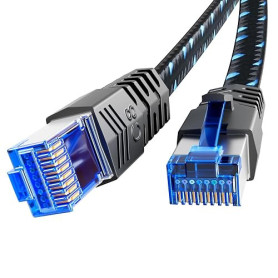 Ercielook Cat 8 Câble Ethernet 3m, 40Gbps Tressé Plat Blindé pour Réseau | Compatible avec routeur, modem, switch. Idéal pour ga