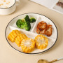 OnePine Assiette Compartiment Adulte en Céramique, Divisée en 3 pour Controle des Portions, Régime, Salade, Dessert, Nouille, Bi