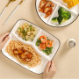 OnePine Assiette Compartiment Adulte en Céramique, Divisée en 3 pour Controle des Portions, Régime, Salade, Dessert, Nouille, Bi