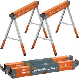 BORA Workhorse XT PM-3360T Lot de 2 chevalets de sciage pliables et réglables en hauteur avec pieds réglables pour entrepreneurs