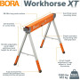 BORA Workhorse XT PM-3360T Lot de 2 chevalets de sciage pliables et réglables en hauteur avec pieds réglables pour entrepreneurs