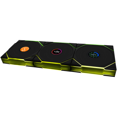Lian Li Uni Fan Tl Wireless Lcd L?fter Argb Pwm 3eR-Pack Inkl. Controller - Reverse Blade (12rtllcd1w3b)