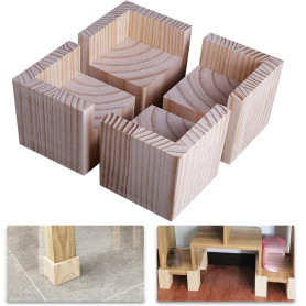 Judy1980 Lot de 4 Élévateurs de Meubles Rehausseurs de Meubles en Bois, Lit de Bureau Riser Meubles Pieds de Levage Pieds jusqu'