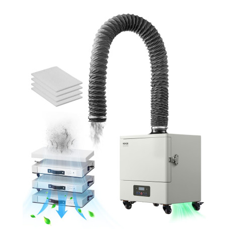 VEVOR Extracteur de Fumée de Soudure, 280 W, Absorbeur de Fumée de Soudage sans Balais, Aspiration 459 m³/h, Filtre 4 Étages, 10