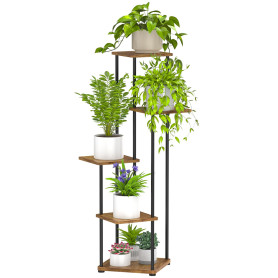 Digtokore Support Plantes Intérieur à 5 Niveaux, Étagère Plante En Métal | Présentoir d'angle pour pots de fleurs, Porte Plante 