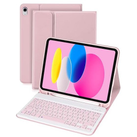 LAMA Étui avec Clavier pour iPad A16 11e génération 2025, iPad 10e génération 2022, étui de Protection Fin, étui avec Clavier Bl