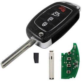 Pro-Plip Clé complète avec électronique Compatible avec Hyundai 4 Boutons I20 IX35 I30 I40 IX45 Sonata Elantra Santa Fe Solaris