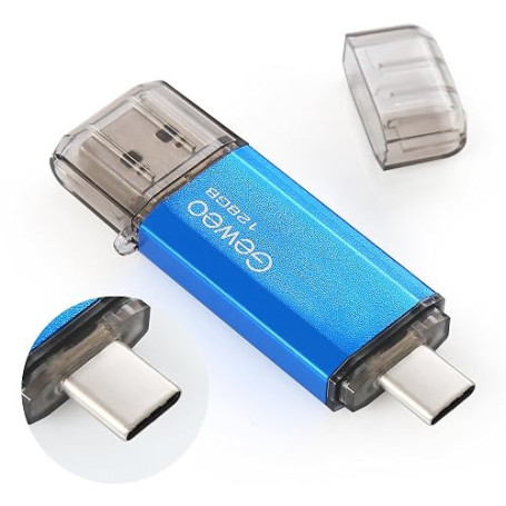 CLé USB 128Go, 2 en 1 OTG Flash Drive USB 2.0 Type C Pen Drive 128 Go Memory Stick pour Smartphone, PC, Ordinateur Portable Stoc
