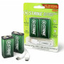 Lot de 2 batteries lithium-ion 9 V 3000 mWh rechargeables USB-C avec câble de charge, pas de boîte de charge nécessaire