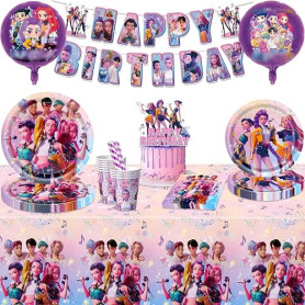 Anniversaire Vaisselle, Décorations Anniversaire Vaisselle d'anniversaire pour fête 10 invités - Assiettes Nappes Gobelets Servi