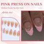 Zosutetoxo 24 Stück ongles à presser en forme d'amande avec design de fleurs 3D, ongles french tip à coller avec finition brilla