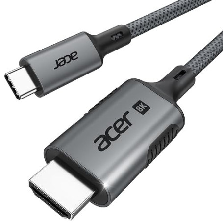 Acer Câble USB-C vers HDMI 2.1 (8K@60Hz,4K@240/144/120 Hz) -2M | Adaptateur Type-C/Thunderbolt 3, 4 et 5 vers HDMI compatible av
