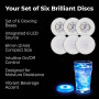 Lot de 6 Dessous de Verre LED Blancs, Autocollant Lumineux pour Bouteille | Lot de 6 Sous-Verres LED Blancs de 6 cm Autocollant