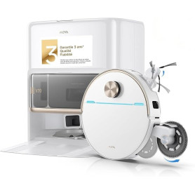 MOVA V70 Ultra Complete Robot Aspirateur, Blanc | Extension de Serpillière 16 cm et Brosse Latérale 12 cm, Aspiration 40 000 Pa,