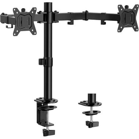ErGear Support Ecran PC 2 Ecran pour Moniteurs de 13-32 Pouces - Bras Ecran PC Réglable en Hauteur, Rotatif et Pivotant, Inclina