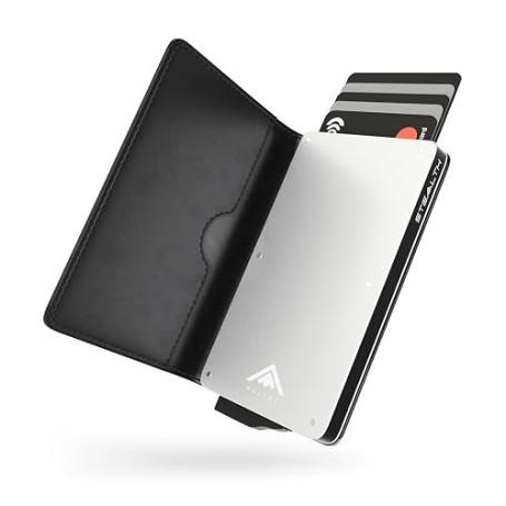 Stealth Wallet - Porte-Cartes Pop-up minimalistes avec boîte-Cadeau - Porte-Cartes de crédit en Aluminium léger et Fin avec Bloc