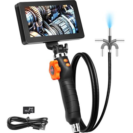 VEVOR Endoscope Articulé Bidirectionnel 180° 6,4 mm Caméra Endoscopique | Pour Inspection Automobile Vidange Canalisation Plombe