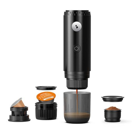 BEPER P101CAF250 Machine à café expresso portable rechargeable 3 en 1 – Compatible avec capsules Nespresso®, Dolce Gusto® et caf
