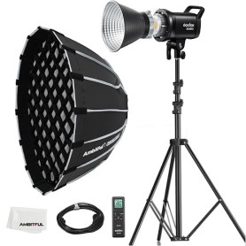 Godox SL60II-D LED Video Light 70W Continuous Light Kit with Bowens Mount with APP&Remote Control + PS60 Round softbox with Hone