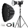 Godox SL60II-D LED Video Light 70W Continuous Light Kit with Bowens Mount with APP&Remote Control + PS60 Round softbox with Hone