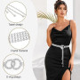 QingWing Ceinture Strass Femme, Réglable Ceinture Chaine a Anneau en O | Ceintures Femme Metal Argent, Ceintures Chaîne Argentée