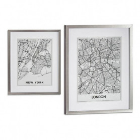 Cadre Londres New York Argent Bois verre (43 x 3 x 53 cm) 43,99 €