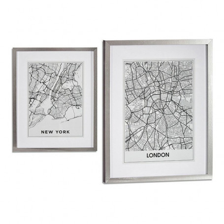 Cadre Londres New York Argent Bois verre (43 x 3 x 53 cm) 43,99 €