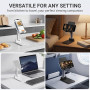 Lot de 2 Support Téléphone Bureau, Support Smartphone Réglable en Hauteur et Angle, Porte Téléphone Portable Pliable en Métal po