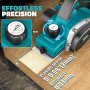 Ecarke Rabot électrique Sans Fil 750W Compatible avec Batteries Makita 18V, Moteur Brushless, 15000 tr/min, Largeur 82mm, Profon