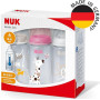 Nuk First Choice+ Lot de 3 biberons pour bébé de 0 à 6 mois, contrôle de la température, anti-coliques, 300 ml, sans BPA, tétine