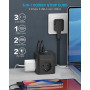 SUDEERY Cube multiprise avec USB C, 3 prises - Fiche plate avec interrupteur individuel - Multiprise avec câble de 2 m - 1 multi