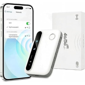 Routeur WiFi Portable 5G WiFi 6, Modem Hotspot Mobile | Batterie 2100mAh, Jusqu'à 300Mbps, Prend en Charge 20 Appareils, Nano SI