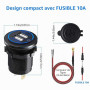 Thlevel Double Prise de Chargeur USB 5V/4.2A avec Interrupteur pour Voiture 12V-24V Bateaux et Marine Moto Camion VUS UTV 2 Pièc