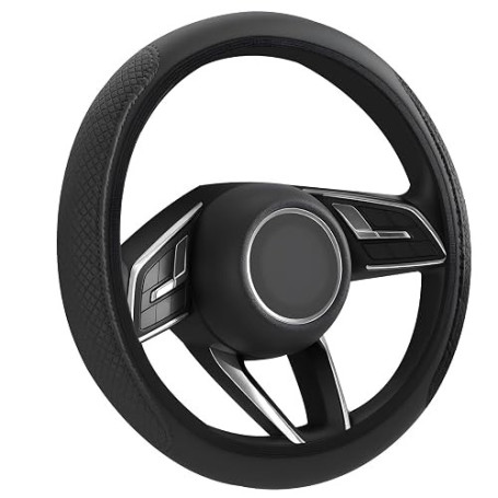 flintronic Couvre Volant de Voiture Universelle, 36–38 cm Housse de Volant en Cuir, Cache Volants de Protection Intégrale, Antid