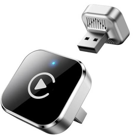 CarPlay Sans Fil Adapter, Android Auto Sans Fil 2-en-1, Mini Dongle USB-A/USB-C, Plug & Play, Connexion Automatique, WiFi Double