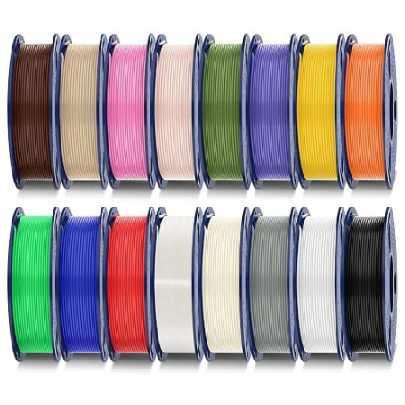 SUNLU Pack de 16 Couleurs Filament PLA Plus​​, Multicolore Filament PLA+ pour imprimante 3D 1.75mm, Emballé sous vide Individuel