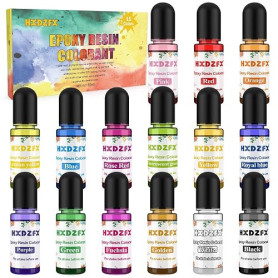 Colorant Resine Epoxy - 15 Couleurs Pigment Resine Epoxy Liquides Transparents, Colorant Resine à Haute Concentré pour Resine Le