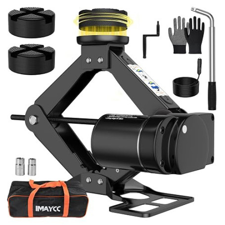 IMAYCC Électrique Cric Voiture 3T/3000kg, Universel Crique Voiture avec Tampon Caoutchouc, Nouveau Portable Cric De Levage avec