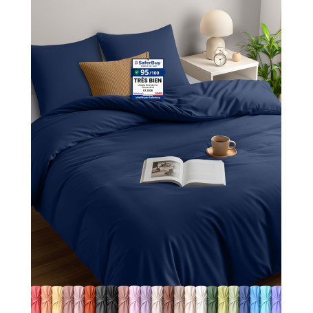 Utopia Bedding Housse de Couette 220x240 cm avec 2 Taies d'oreiller 65x65 cm (Marine) - Parure de lit 220 x 240 cm - Ensembles d