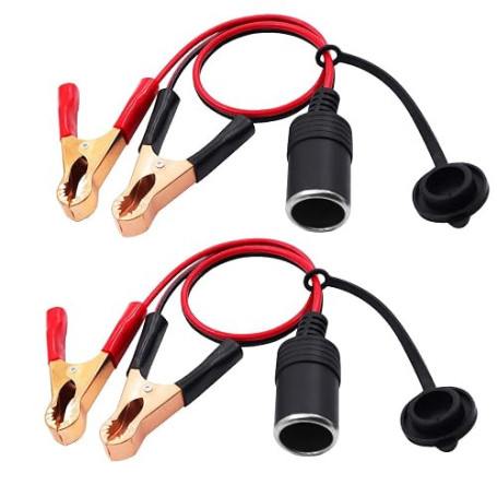 LANMINGLEL Briquet de Batterie Adaptateur 18AWG,12V Briquet de Cigarette Prise Femelle de Batterie Alligator Clips,Câble d'exten